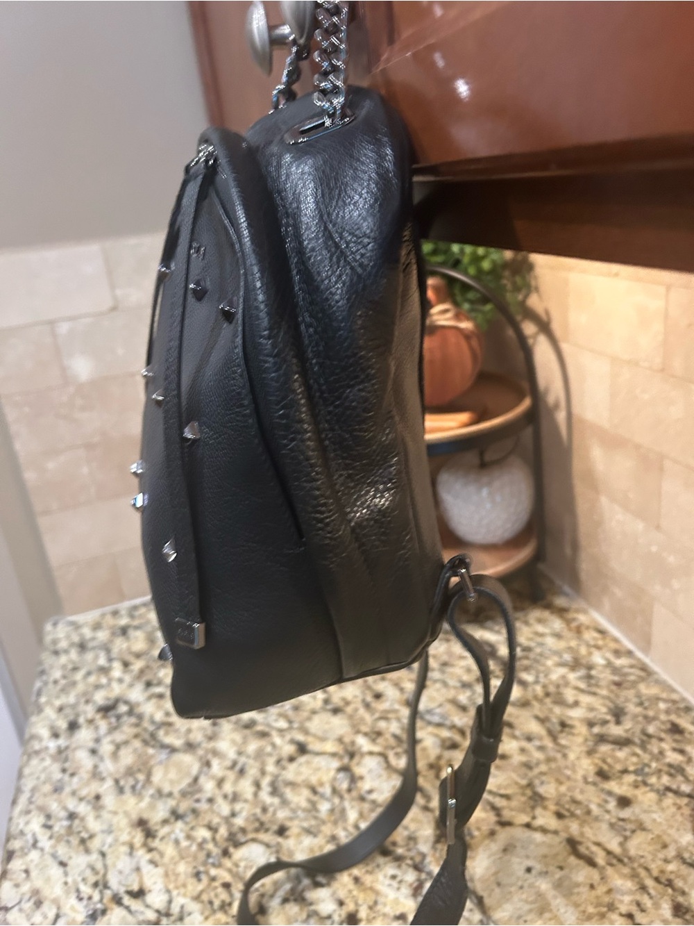 Furla Black Leather Mini Backpack Genuine Leather Rare - Picture 5 of 8